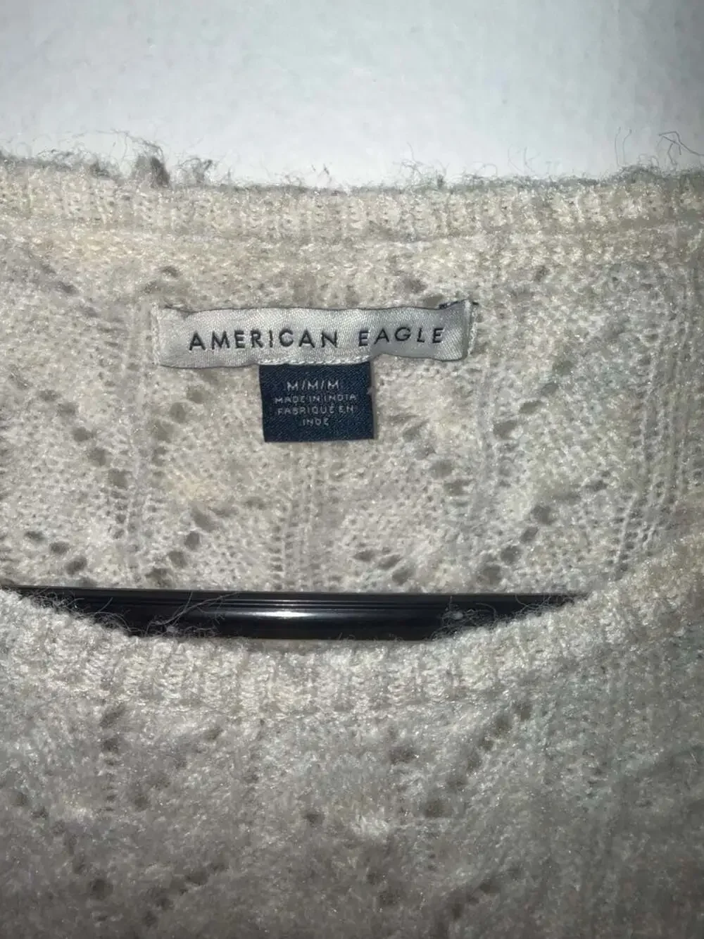 American Eagle Lace Ruffle Sweater Cream Medium